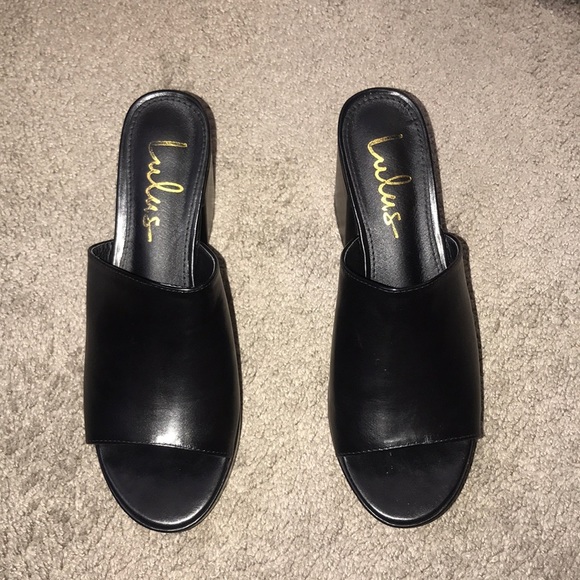 Lulus Shoes - Black Platform Mules